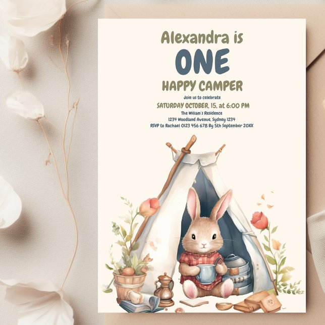 Convites Um primeiro aniversario Feliz de Madeira de Camper (Criador carregado)