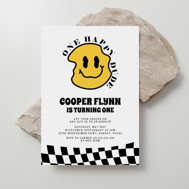 Convites Um primeiro aniversario Feliz do Cara Feliz (Criador carregado)