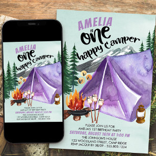 Convites Um primeiro aniversario Feliz para Meninas de Camp