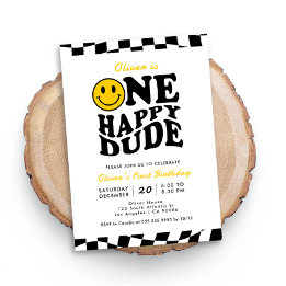 Convites Um primeiro aniversario Feliz, Wavy Preppy