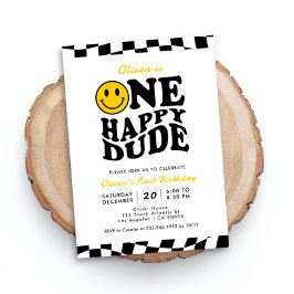 Convites Um primeiro aniversario Feliz, Wavy Preppy