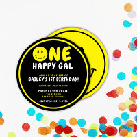 Um primeiro aniversario Gal Feliz Preto/Amarelo So