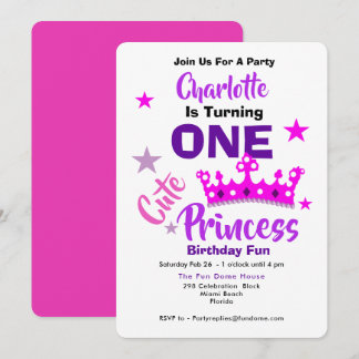 Convites Um primeiro aniversario princesa bonito personaliz