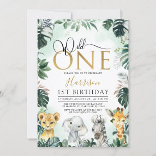 Convites Um primeiro aniversario Safari Selvagem Selvagem D