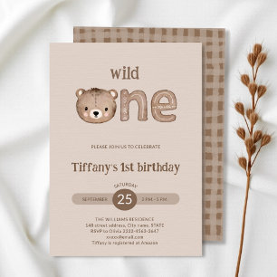 Convites Um primeiro aniversario selvagem de Urso Justo