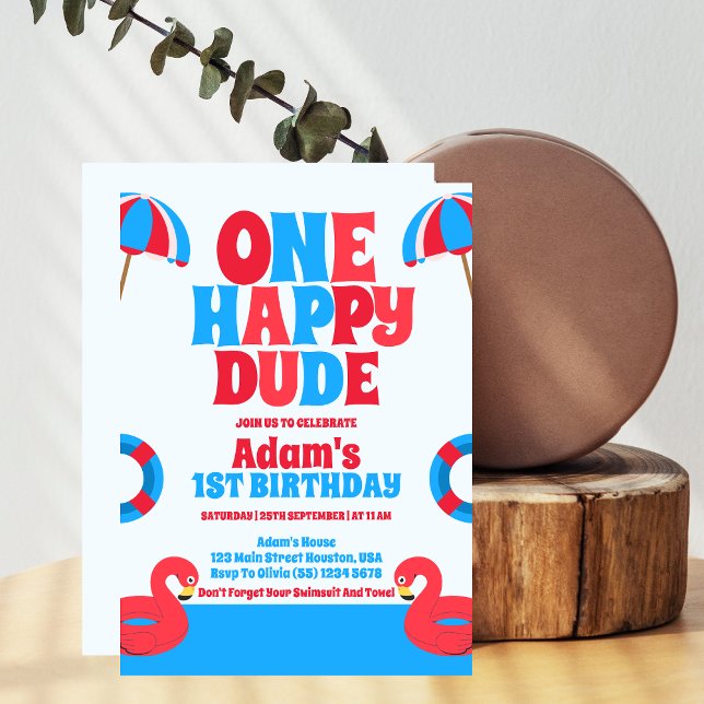 Convites Um primeiro aniversario Tropical de Verão Feliz (Criador carregado)