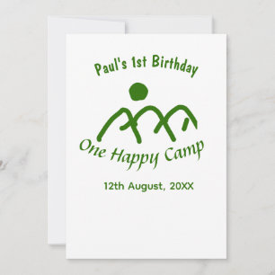 Convites Um primeiro aniversario verde de montanha feliz