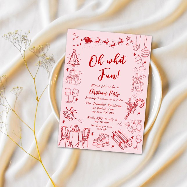 Convites Um rabisco de festa de natal vermelho-bonito (Criador carregado)