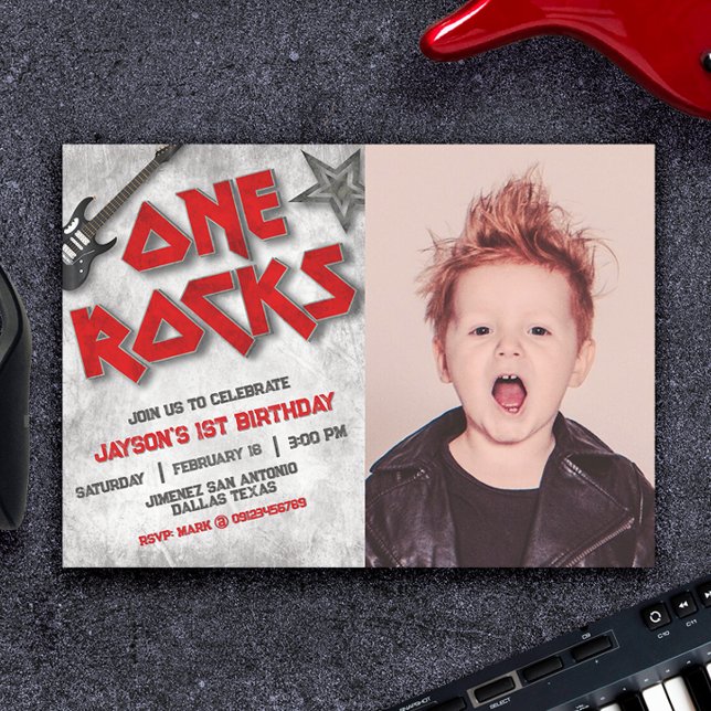 Convites Um Rocks com Paisagem de Foto (One Rocks with Photo Landscape Invitation)