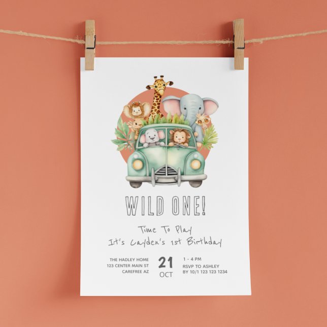 Convites Um Safari Selvagem Boho de 1º Aniversário (Criador carregado)