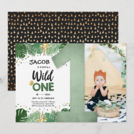 Convites Um Safari Tropical Dourado Primeiro Aniversário