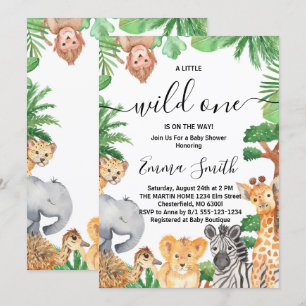 Convites Um Selvagem Safari da Selva Animais Chá de Bebê