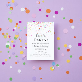 Convites Um simples e colorido aniversário de confetti