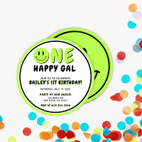 Um Smiley face primeiro aniversario Gal Feliz