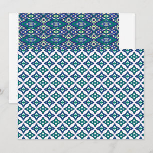 Convites Um tapete azul e branco simétrico com mo intricado