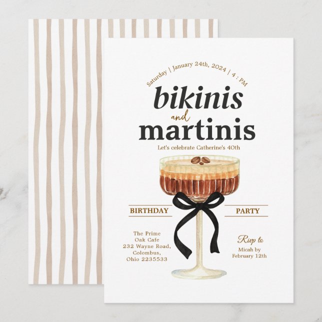 Convites Um Tema de Martini Espresso de Festa Um Pouco Mais (Frente/Verso)