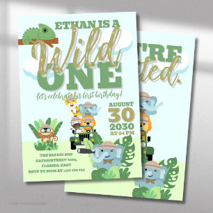 Convites Um Tema Selvagem da Festa de aniversário Safari Se