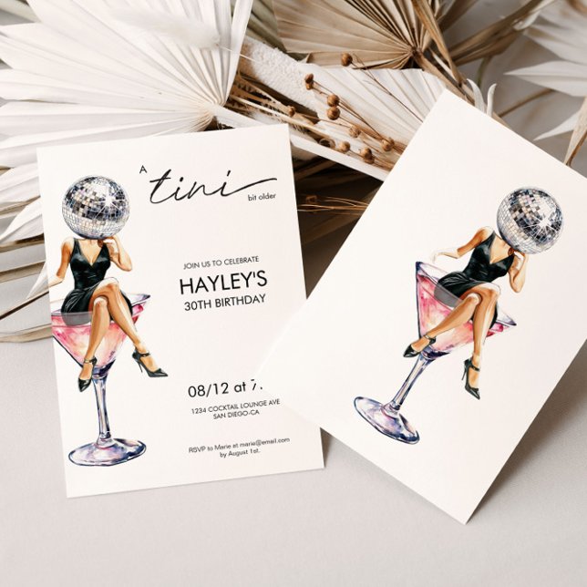 Convites Um Tini Bit Antigo Disco Martini Aniversário (Criador carregado)