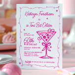 Convites Um Tini Bit Antigo Espresso Martini 60º Aniversári<br><div class="desc">Whimsical e feminina,  este convite de aniversário para o tema "espresso martini" apresenta um grande martini de rabisco rosa e um quadro. Todo o texto é editável.</div>