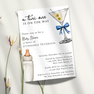 Convites Um Tini está a caminho Chá de Bebê Blue Martini