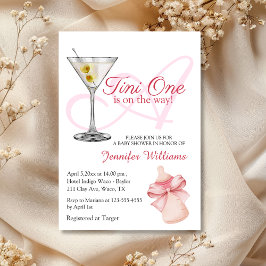 Convites um tini está a caminho, chá de bebê rosa