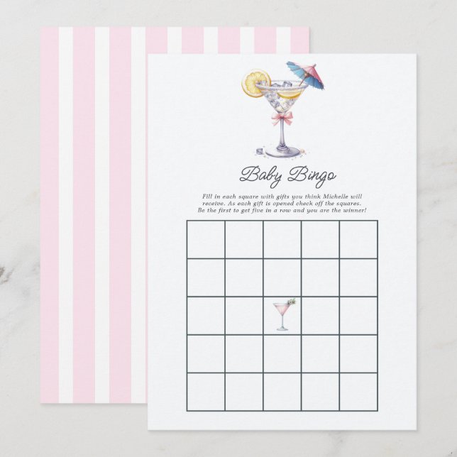 Convites Um Tini Está a Caminho Jogo de Bingo de Bebê (Frente/Verso)