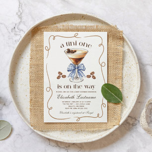 Convites Um Tini One Espresso Martini Laço Azul Chuveiro de
