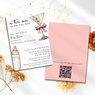 Convites Um Tini One Pink Martini Código QR Baby Shower