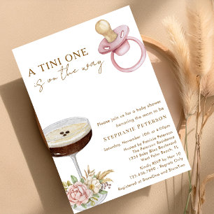 Convites Um Tini One Pink Paci Espresso Martini Chá de Bebê