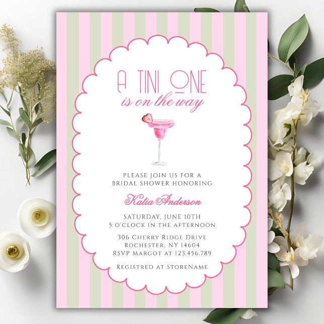 Convites Um Tini One Rosa Coctail Martini Fofo Chá de Bebê (Criador carregado)
