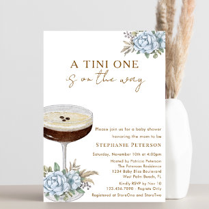 Convites Um Tini Um Dusty Blue Espresso Martini Chá de Bebê