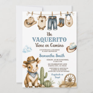 Convites Um Vaquerito Vem a Caminho Chuvinha de Bebê Espanh