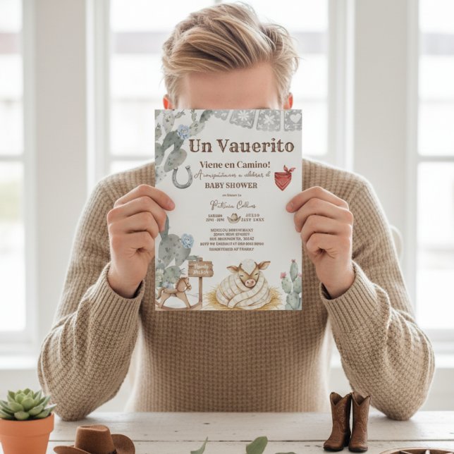 Convites um vaquerito vem a caminho rodeo baby shower (Criador carregado)