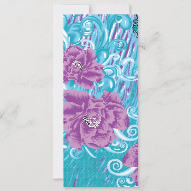 Convites Um vibrante design de tecido com roxo e turq (Frente)