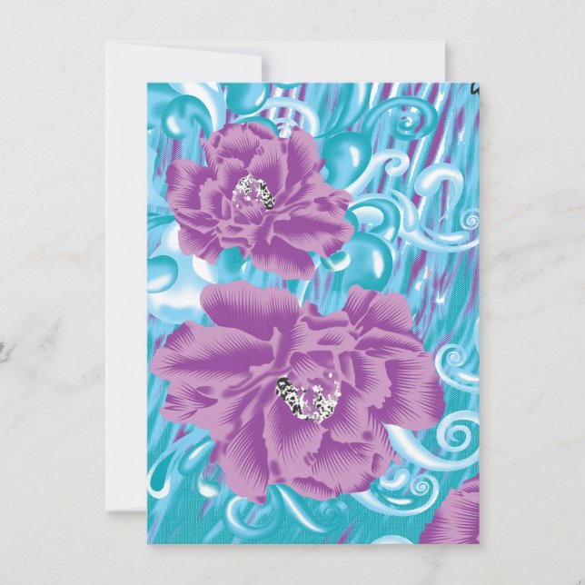 Convites Um vibrante design de tecido com roxo e turq (Frente)