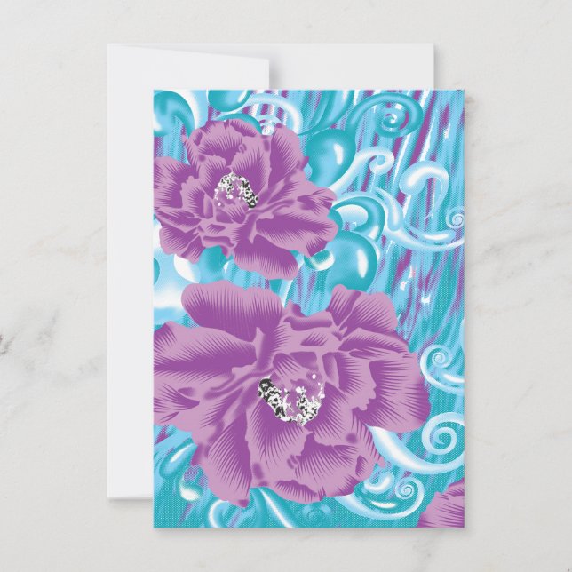 Convites Um vibrante design de tecido com roxo e turq (Frente)