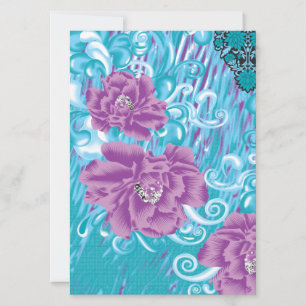 Convites Um vibrante design de tecido com roxo e turquesa