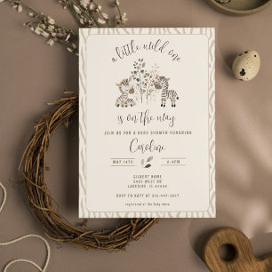 Convites Um Zebra Safari Selvagem Chá de fraldas Neutro de 