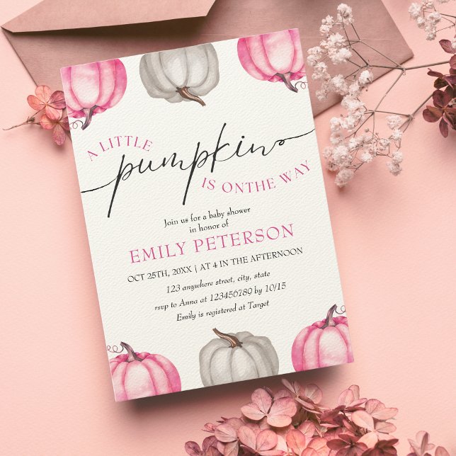 Convites Uma abóbora | Chá de fraldas de queda (Little Pumpkin is on the way | Fall Baby Shower)