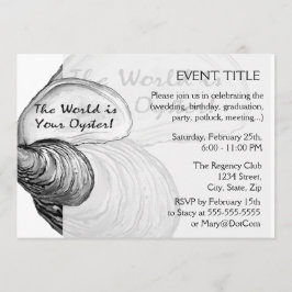 Convites Uma casca de ostras com o ditado "o mundo é o seu