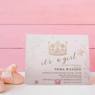 Convites "Uma Coroa Para Princesa" Chá de fraldas De Sombra