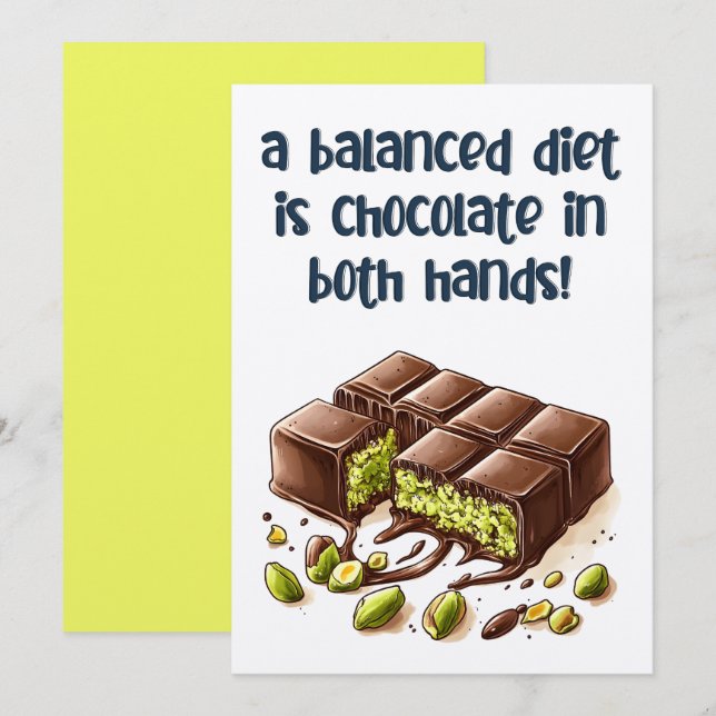 Convites Uma dieta equilibrada é Chocolate Kunafa em ambas  (Frente/Verso)