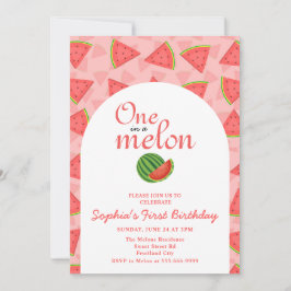 Convites Uma Em Uma Foto De Melancia De primeiro aniversari