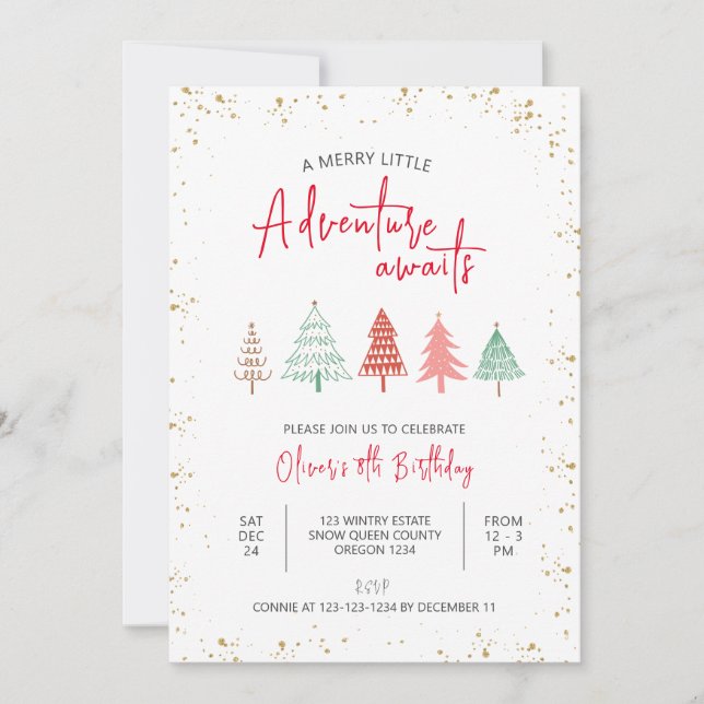 Convites Uma Feliz Aventura Aguarda, Rapaz 8º Aniversário, (Frente)