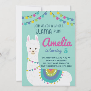 Convites Uma Festa De Aniversário Bonita De Llama Em Qualq