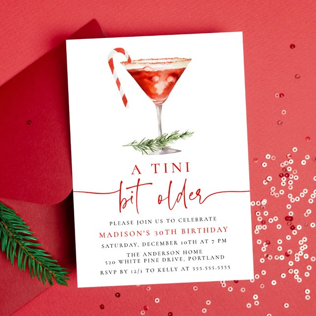 Convites Uma Festa de Aniversário com Candy Cane Martini Um (Criador carregado)