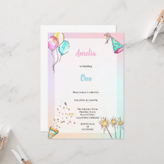CONVITES UMA FESTA DE ANIVERSÁRIO DE SURPRESA AZUL E ROSA