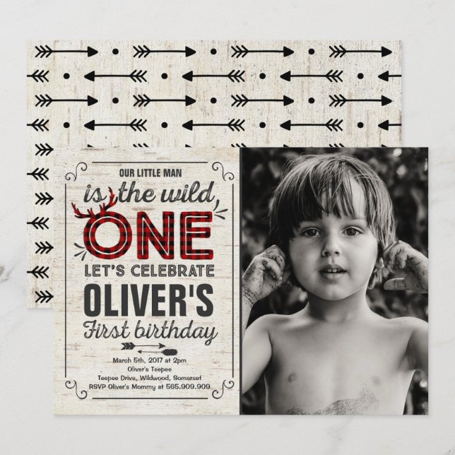 Convites Uma festa de aniversário selvagem selvagem do (Frente/Verso)