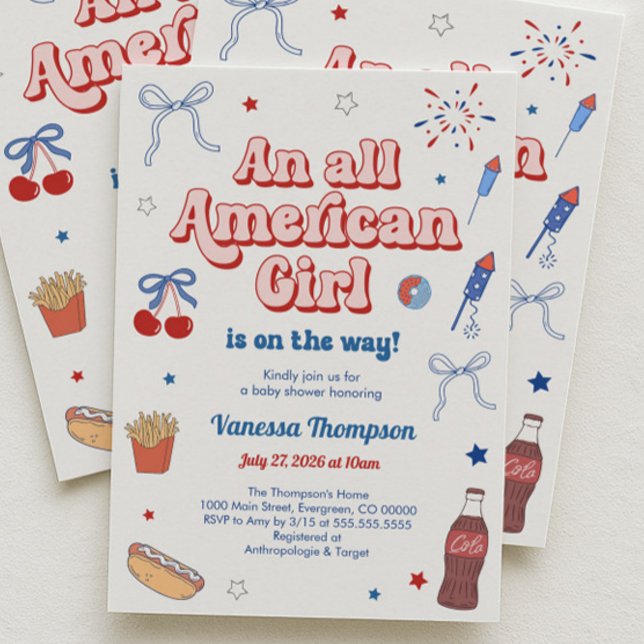 Convites Uma Festa de Bebê Típica Americana (Criador carregado)