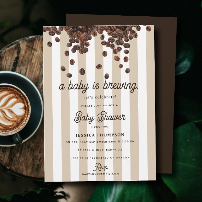 Convites Uma Festa de Chá de Bebê com Café 'Um Bebê Está Se (A Baby is Brewing Coffee Party Baby Shower Invitation)